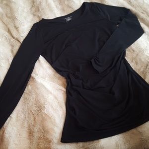 Lane Bryant 14/16 cut-out black top w/ ruching